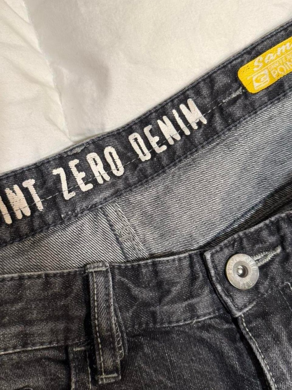Y2K Point Zero Embroidered Faded Slim Straight Jeans - Picture 3 of 4